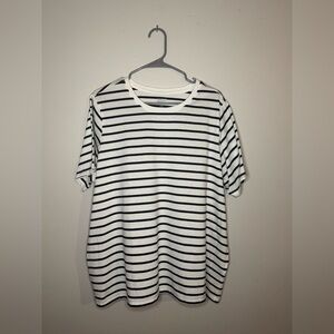 Lands' End Navy and White Striped Tee